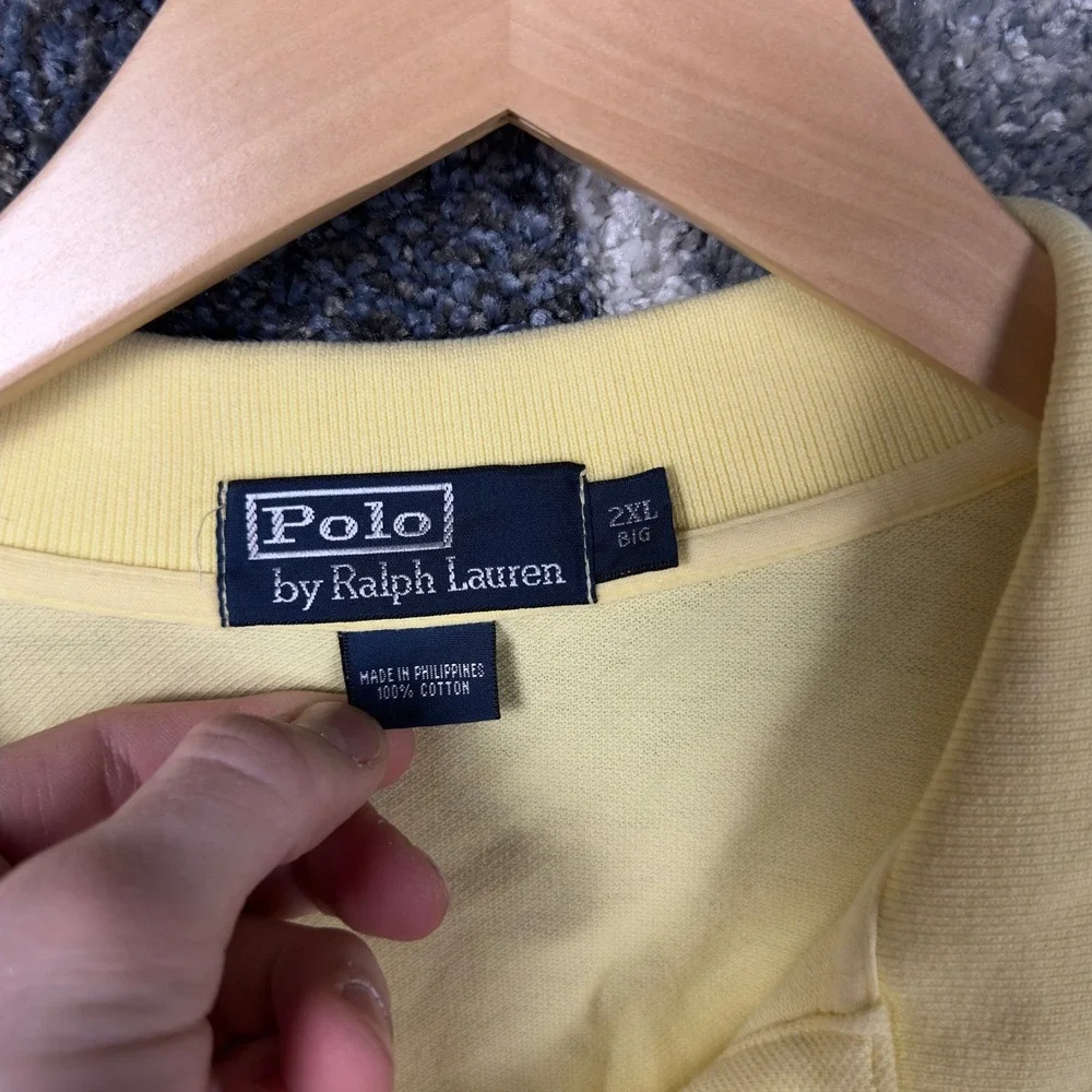 Polo Ralph Lauren Polo Shirt Mens 2XL Yellow Excellent Short Sleeve Cotton Pique